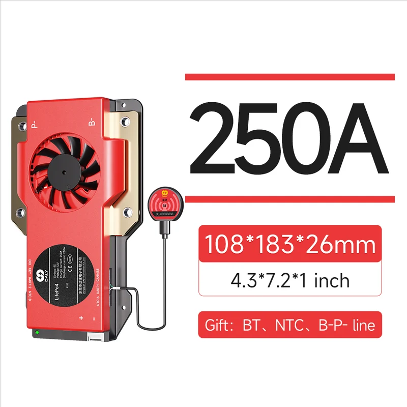 Daly smart bms Lifepo 4S 12V 250A FAN bluetooth BMS board 52 130 257