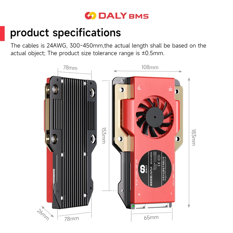 Daly smart bms Lifepo 4S 12V 250A FAN bluetooth BMS board 52 130 257