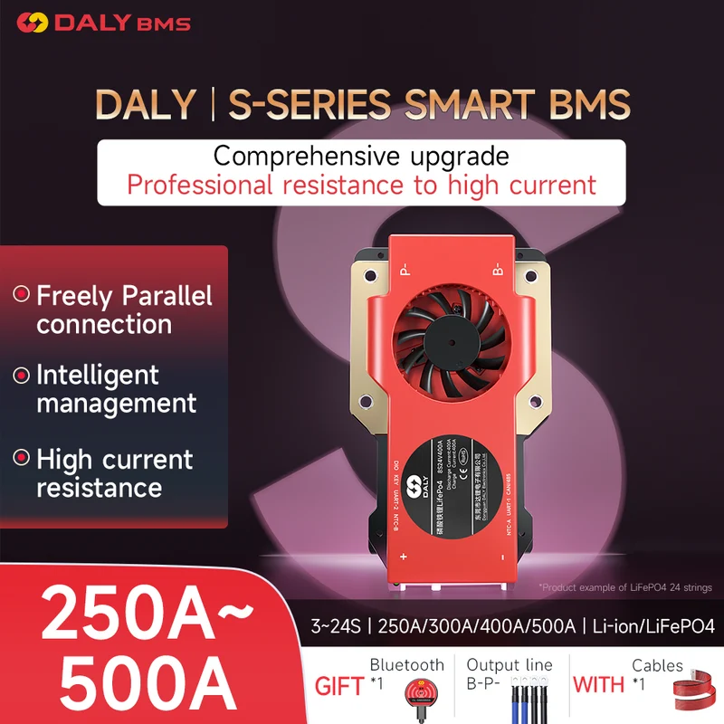 Daly smart bms Lifepo 4S 12V 250A FAN bluetooth BMS board 52 130 257