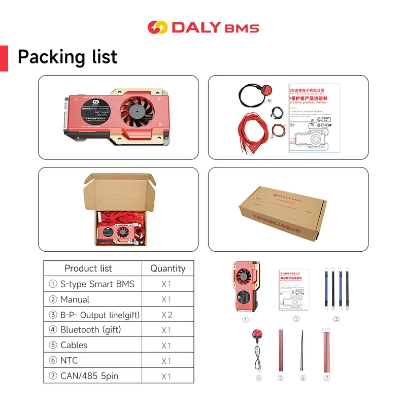 Daly smart bms Lifepo 4S 12V 250A FAN bluetooth BMS board 52 130 257