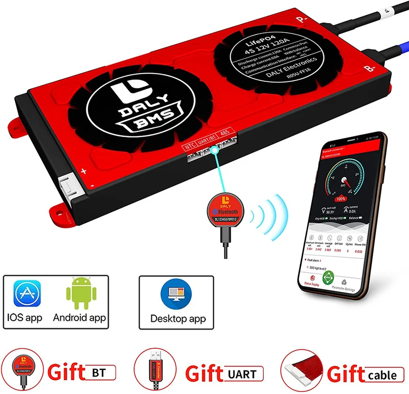 Daly smart bms Lifepo 4S 12V 120A bluetooth BMS board 2095212