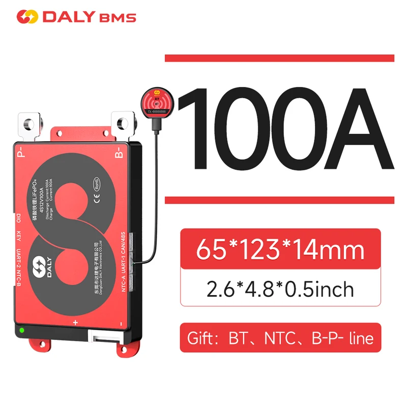 Daly smart bms Lifepo 4S 12V 100A bluetooth BMS board ithium battery protection Board 2465166