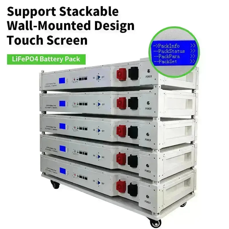 51.2V 140ah Stackable Lithium Battery Pack LiFePO4 Rechargeable Battery Solar Home Lithium Ion Battery