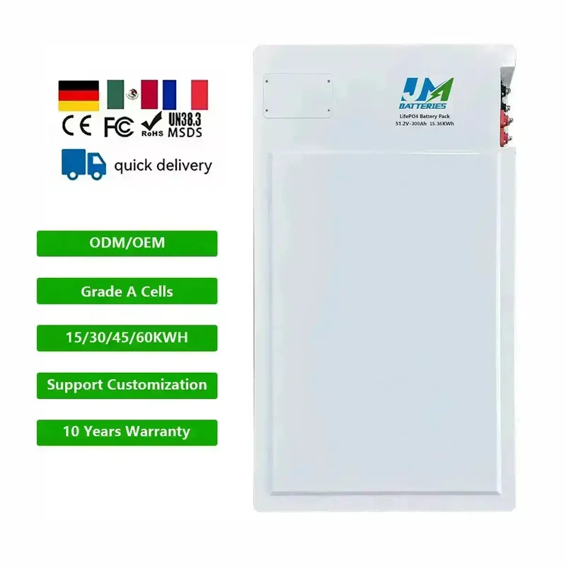 JM Stackable and Wall Mounted 51.2V Batteries Ideal Off-Grid 100ah 200ah 300ah Power Battery Empower Your Remote Cabin