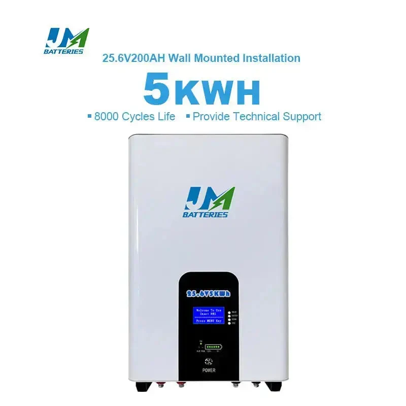 JM New Solar Battery Advanced Wall-Mounted Energy Storage 25.6V 100ah 200ah 300ah Capacity Battery