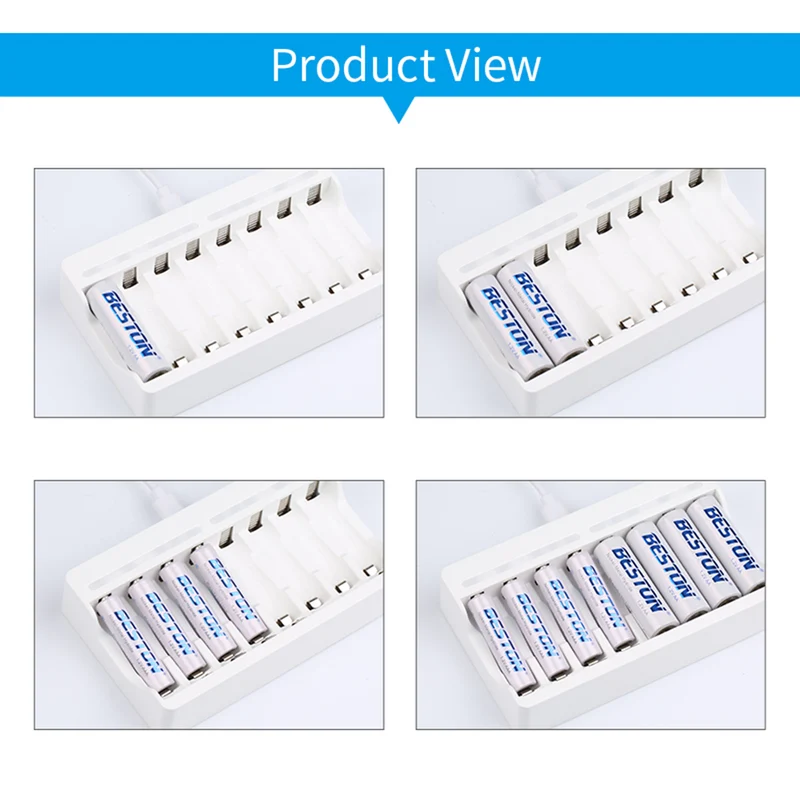 8 Kanal Smart Fast AA AAA Wiederauf lad bares Ladegerät USB-Ladegerät Beston C9010