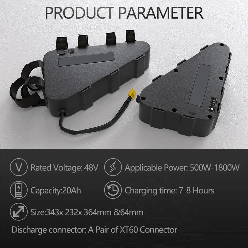 EU Lagerhaus 48V 20AH U004 Ebike Motor Lithium-ionen Batterie Elektrische Fahrrad 50A BMS wasserdichte Dreieck mit Ladegerät Im Freien