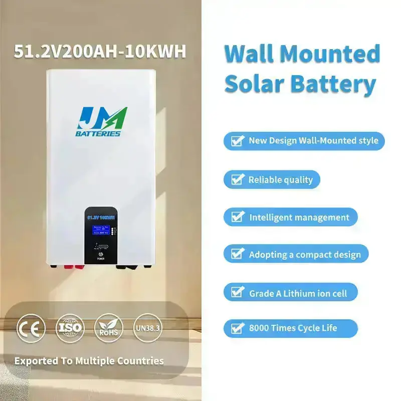 JM Wall-Mounted 51.2V 200AH 100AH 150AH Lithium Battery Ultimate Energy Solution