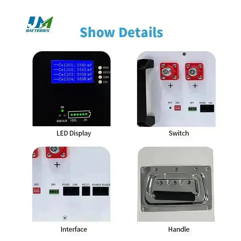 JM Wall-Mounted 51.2V 200AH 100AH 150AH Lithium Battery Ultimate Energy Solution