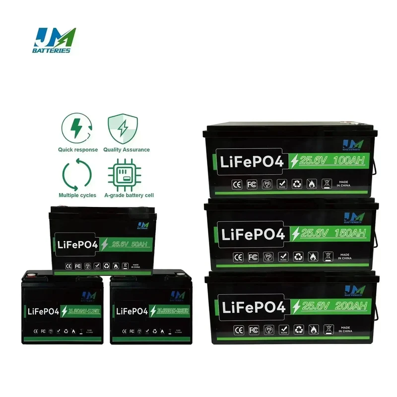 JM Lithium Iron Phosphate Batteries 25.6v 100ah 150ah 200ah Renewable Energy Storage LiFePO4 Battery