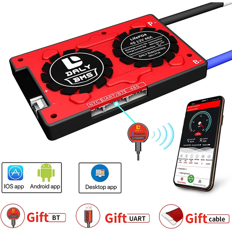 Daly smart bms Lifepo 4S 12V 40A bluetooth BMS board ithium battery protection Board 1866128