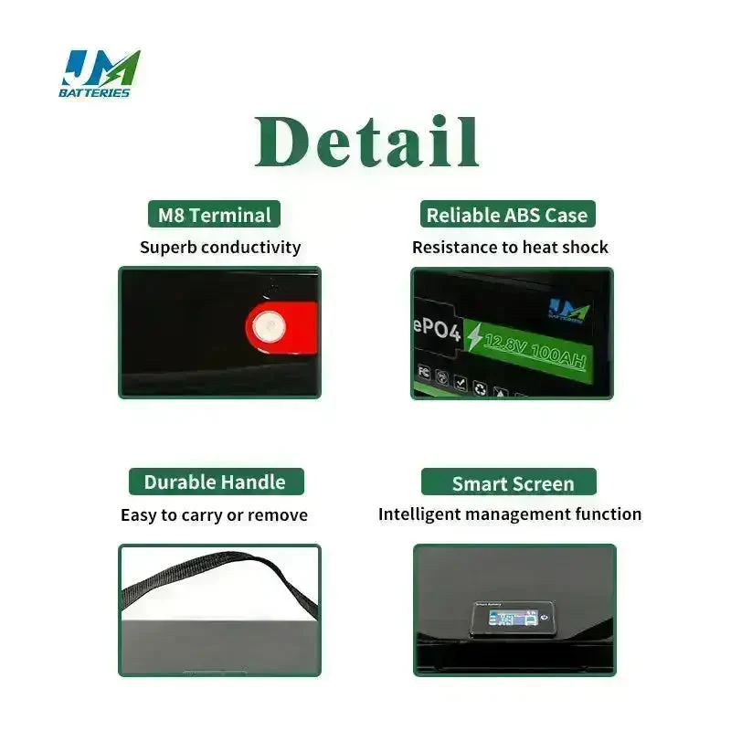 JM Powering Innovations 12.8V 100ah 150ah 200ah 300ah Lithium Iron Phosphate Battery Long Cycle Life Battery