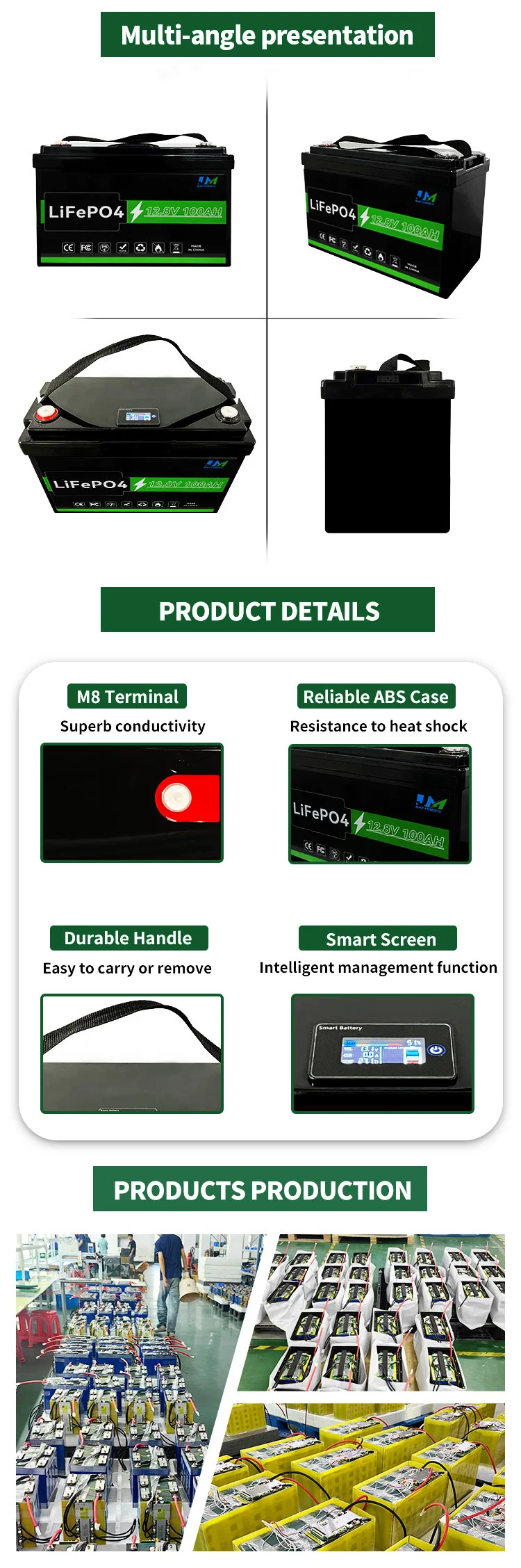 JM 12v 100ah lithium ion battery 12.8v 100ah lifepo4 battery pack