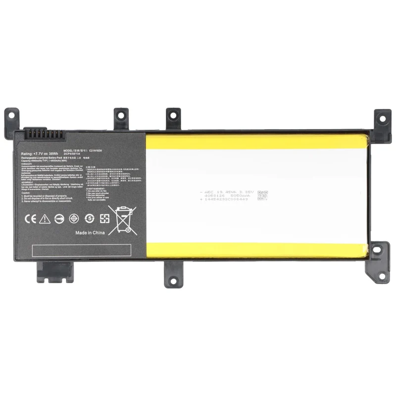 AccuCell Akku passend für ASUS F442UR, Li-Polymer, 7,6V, 5000mAh, 38Wh, schwarz