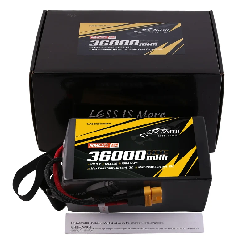 Tattu Semi-Solid State 380Wh/kg 36000mAh 10C 44,4V 12S1P LiPo-Akkupack mit AS150U-F-Stecker