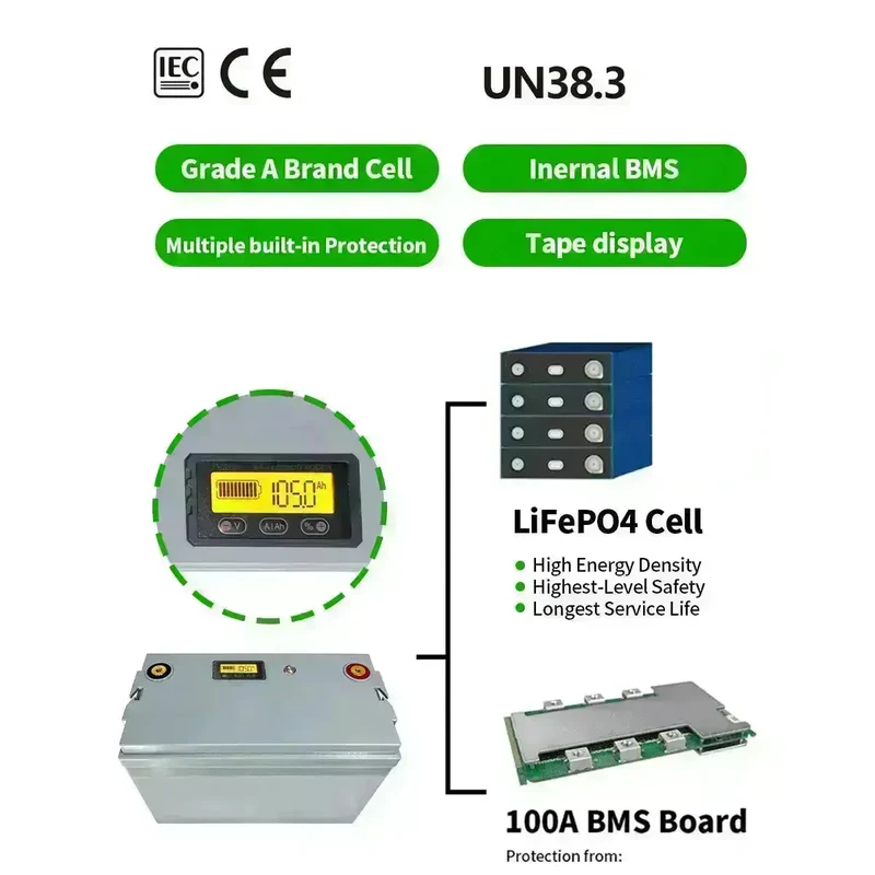 12.8V 100AH 150Ah 200Ah Solar Energy LiFePO4 Battery