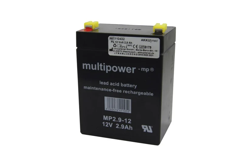 AKKUmed Blei Akku passend für Hill Rom/ Liko Lifter Golvo 7000es 7007/ Sabina/ Viking M - 12 V 2900mAh 79x55,5x107 mm