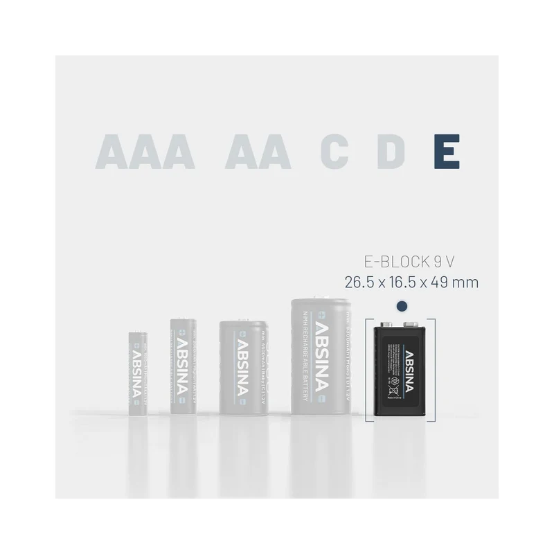 Absina 300 NiMH 9V-Block-Akku, 8,4 V, 270mAh