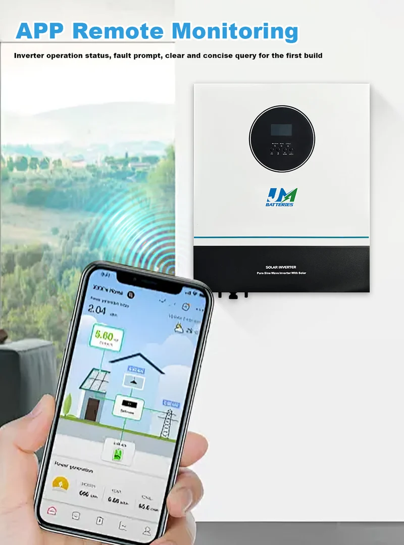 Jm Top Selling Personalized lithium battery solar and power inverter off Grid Pure Sine Wave 6.2kwh 220V 50Hz Hybrid Solar Inverter use for lithium ion battery