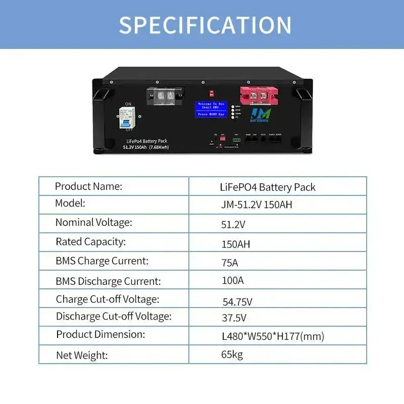 51.2V 150ah 50ah 100ah 200ah LiFePO4 Battery