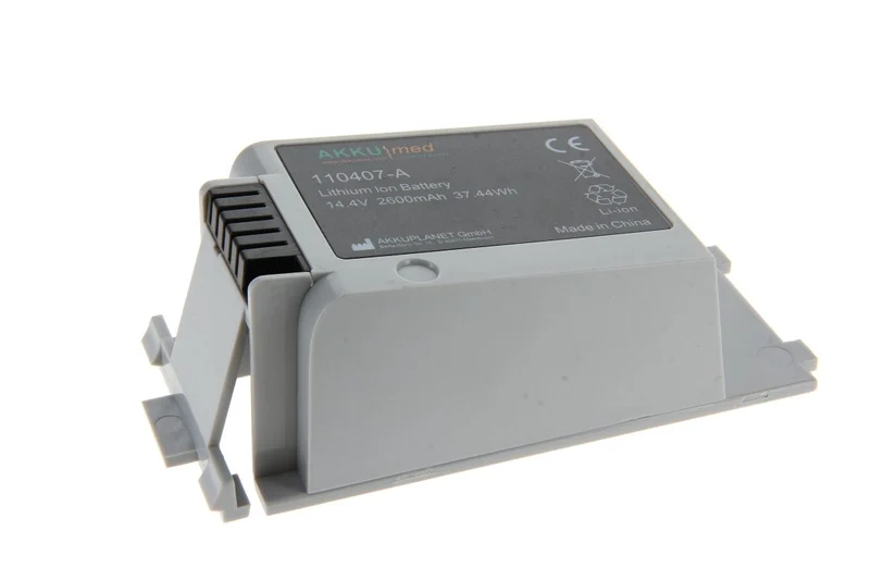AKKUmed Li ION Akku passend für GE Healthcare für EKG Mac1600 Typ 2032095-001 / 2035701-001 - 14,4 V 2600mAh 145x62x50 mm