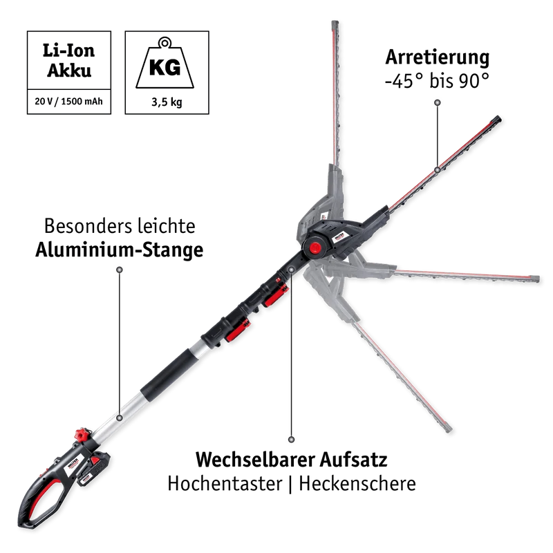 Li-Ion Akku-Hochentaster Heckenschere 20 V