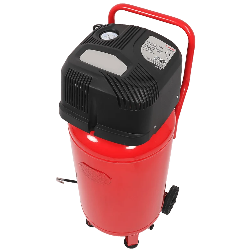 Werkstatt-Kompressor 50 L (mit Spiralschlauch, Manometer, Adapter)