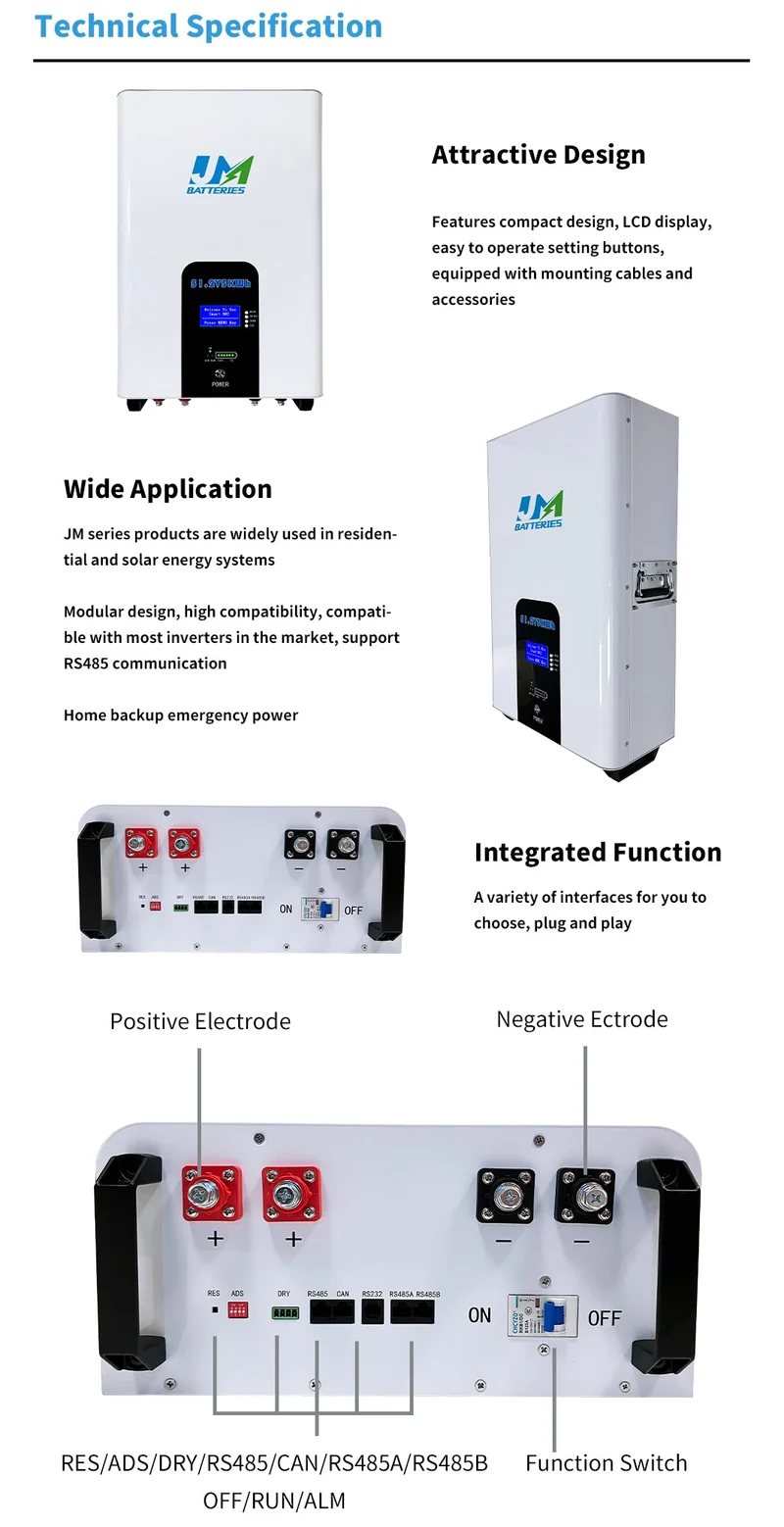 Jm Exported Good Quality 6000 Cycles Wall Mounted LiFePO4 Home Powerwall Battery 48V 51.2V 100ah 5kwh Power Wall for Household Energy Storage Lithium Battery