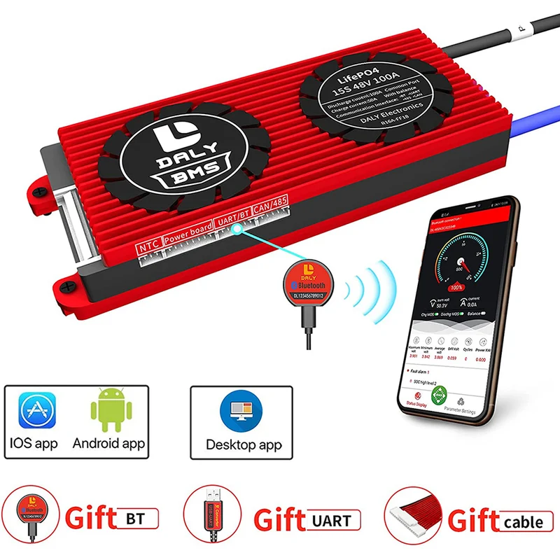 Daly smart bms Lifepo 15S 48V 100A bluetooth BMS board 33 65 184