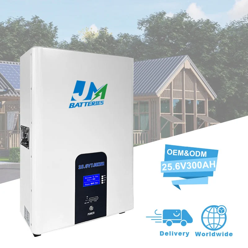 25.6V 100ah 200ah 300ah Powerwall 2.56kwh 5.12kwh 7.68kwh Rechargeable Li-ion Battery for Solar System Storage