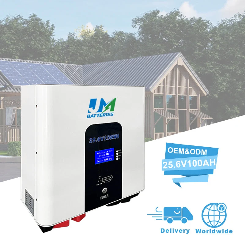 25.6V 100ah 200ah 300ah Powerwall 2.56kwh 5.12kwh 7.68kwh Rechargeable Li-ion Battery for Solar System Storage