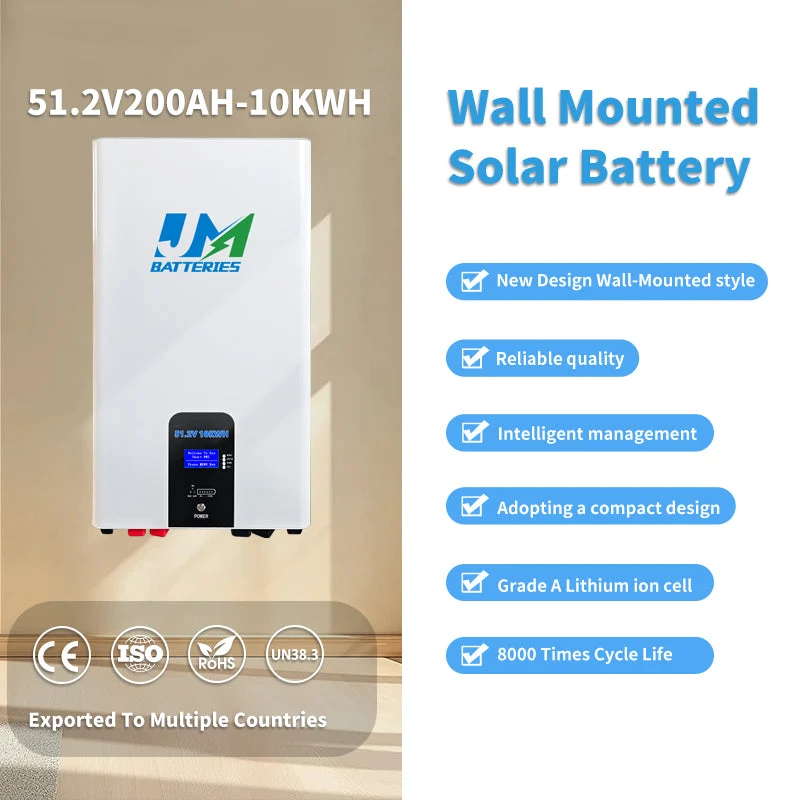 51.2V 200ah 10kwh Safety Wall-Mounted Lithium Battery Pack with Solar Energy Storage System