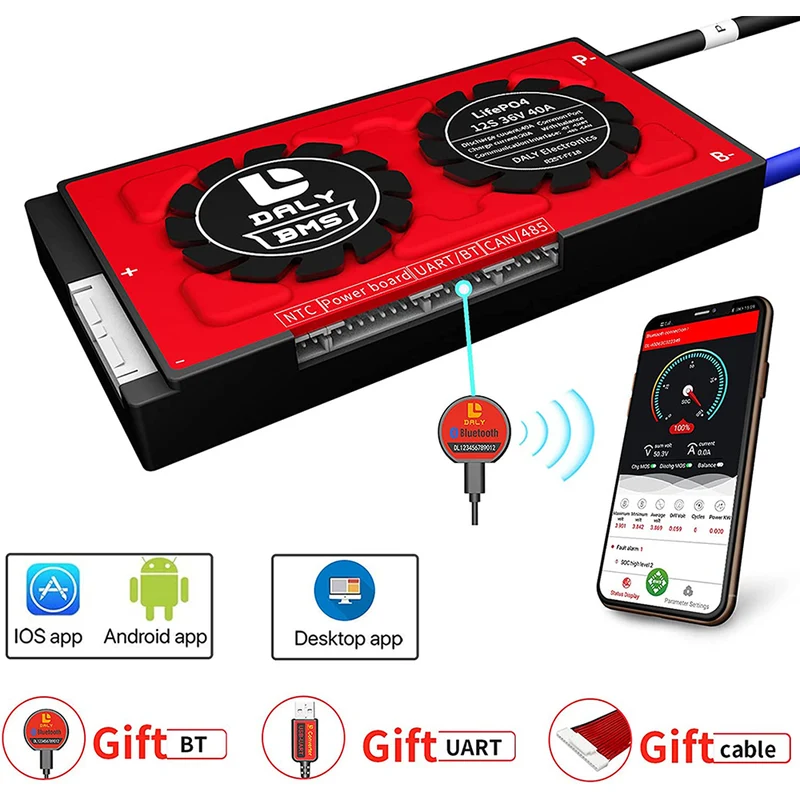 Daly smart bms Lifepo 12S 36V 40A bluetooth 18 66 128