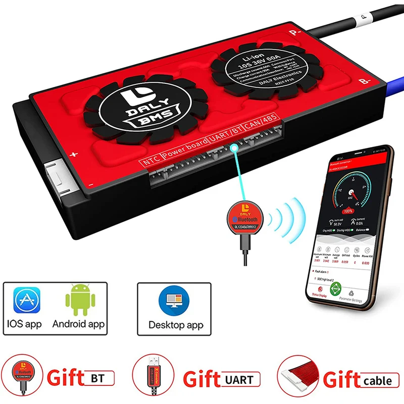 Daly smart bms Li-ion10S 36V 60A bluetooth 18 66 128