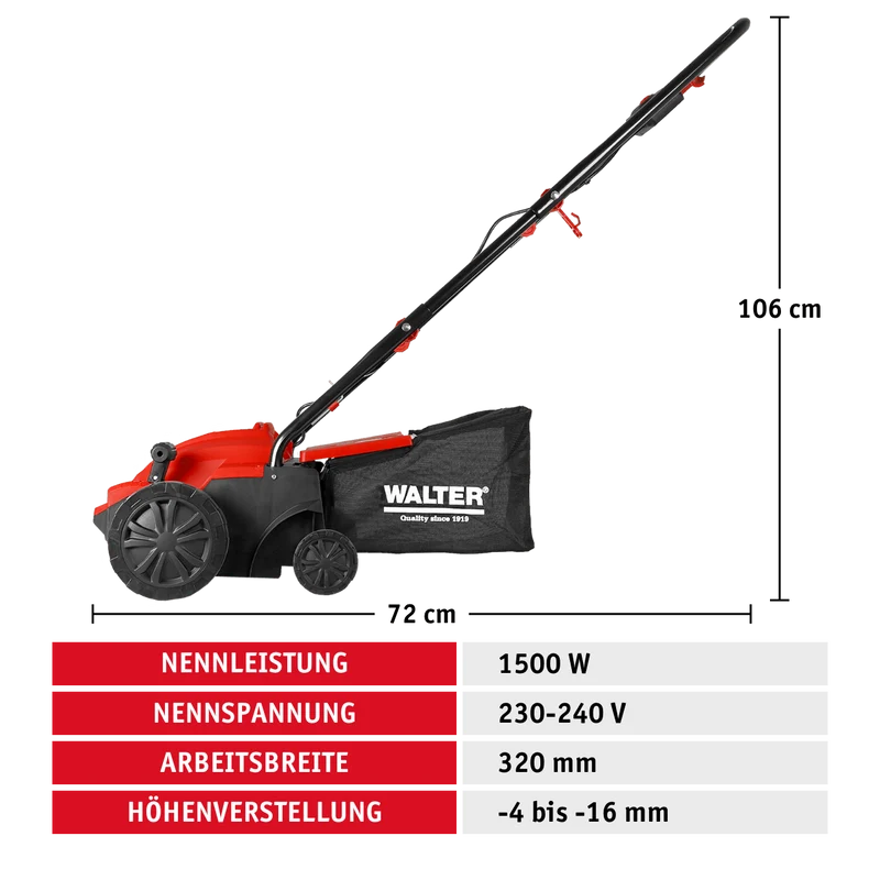 Elektro-Vertikutierer und Rasenlüfter 1500 W