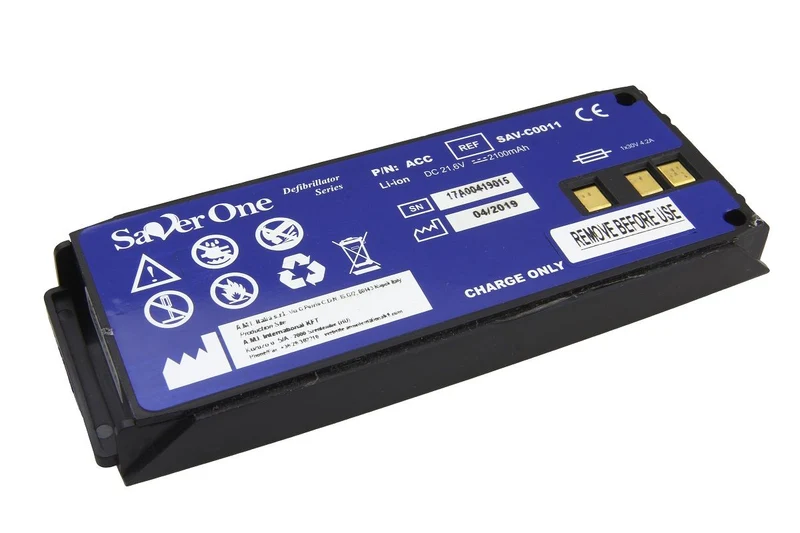Saver One Original Li Ion Akku für Defibrillator Saver One SAV-C0011 - 21,6 V 2100 mAh 175x67x26 mm