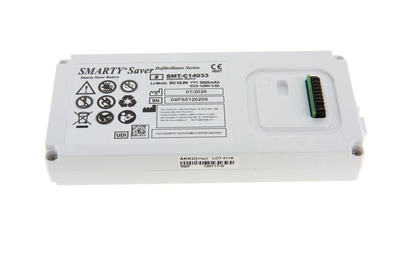 Saver One Original Lithiumbatterie für Defibrillator Smarty Saver - SMT-C14033 - 12 V 5600 mAh 176x75,1x29 mm
