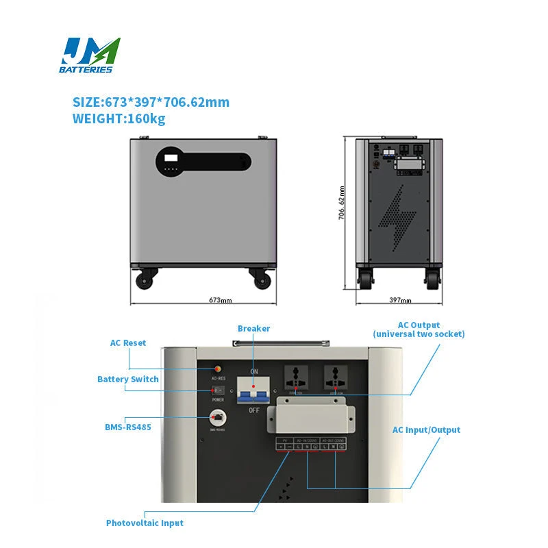 Movable Solar Energy Battery Pack Li Ion 15kwh 48V 51.2V 300ah Lithium Solar Battery for Home Outdoor