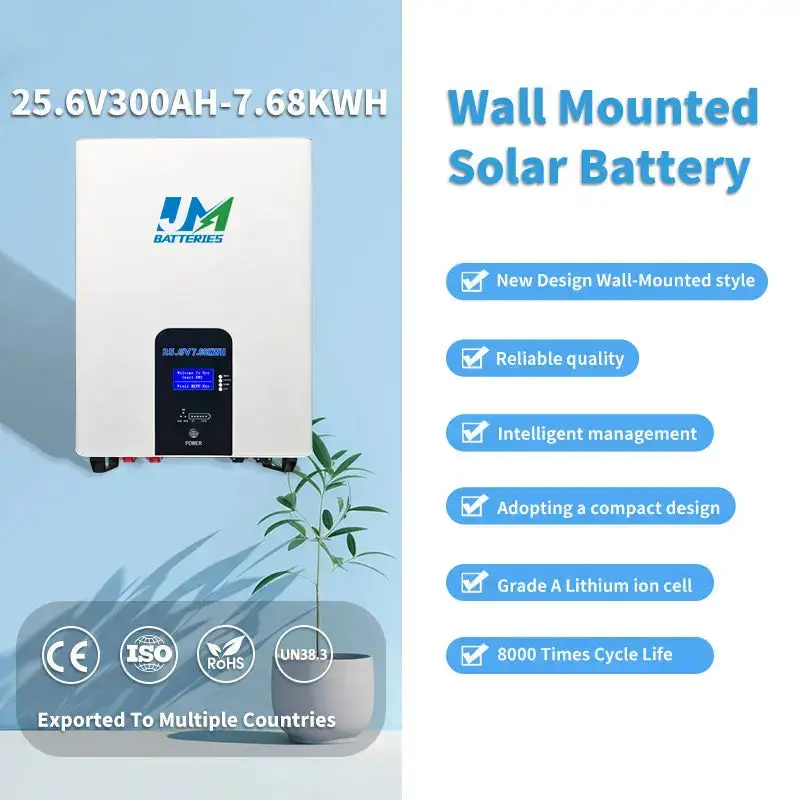 Sleek Wall-Mounted 25.6V 300Ah 100ah 200ah Battery Ultimate Energy Solution Battery Efficient Energy Storage Battery