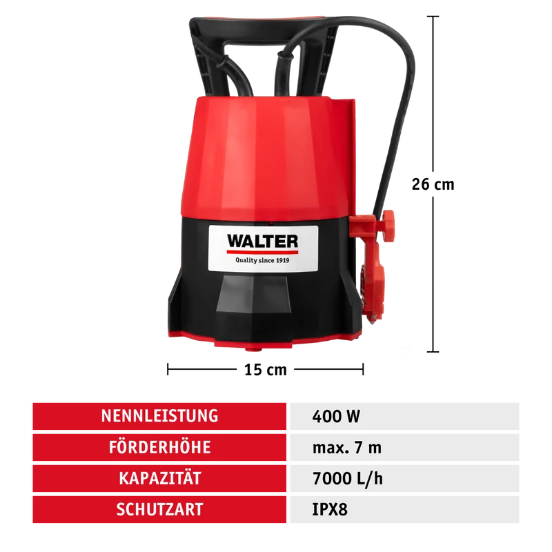 Klarwasser Tauchpumpe "extra flach" 400 W