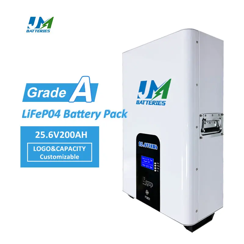 Power Wall LiFePO4 Lithium Battery 25.6V 100AH 200AH 300AH 5.12KWH Deep Cycle Battery Power Wall