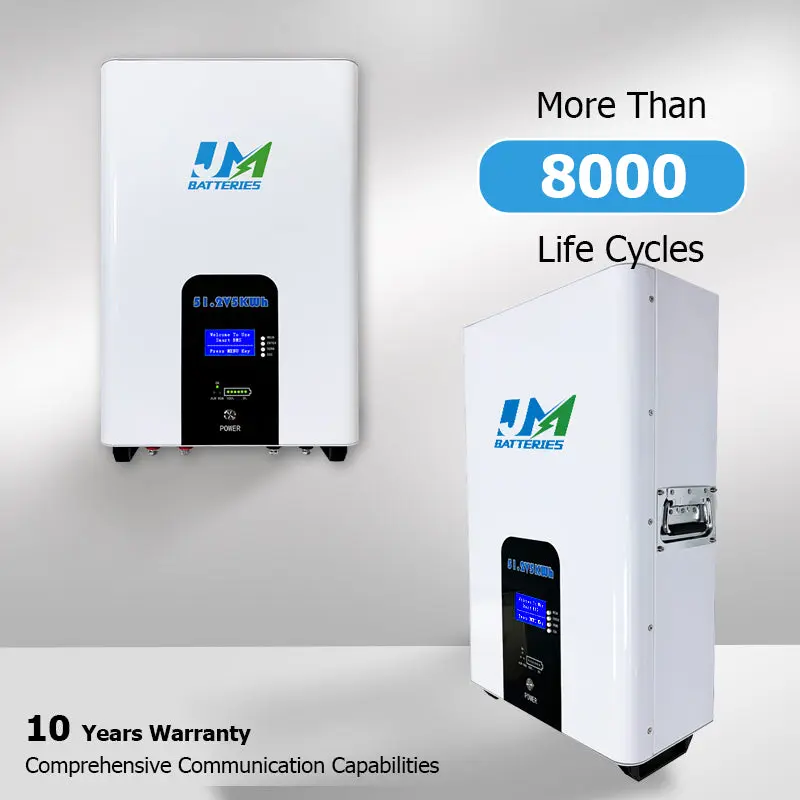 JM 48V 51.2V 100AH 200AH 5.12KWH 10KW Power Wall LiFePO4 Lithium Deep Cycle Battery Built-in 100A BMS Power Wall Solution Home Energy Backup