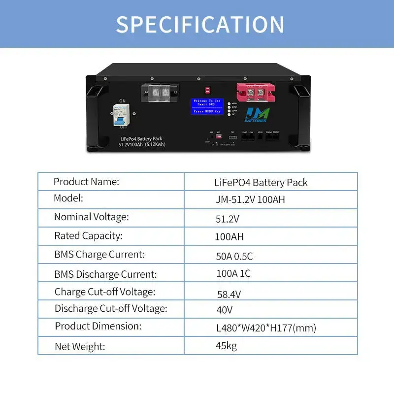 Lithium Ion 48v Battery Pack 51.2V 100ah 50ah 150ah 200ah Rack Solar Battery