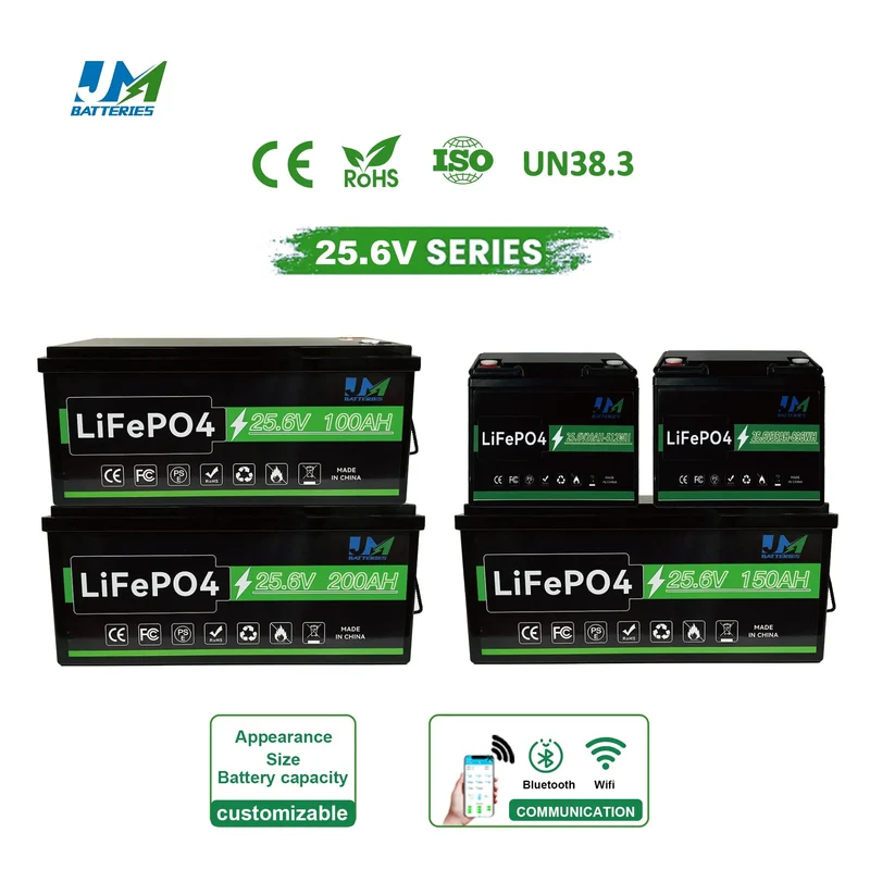 Lifepo4 Battery 25.6V 100Ah 200Ah1 50Ah Long Cycle Life Battery Premium Reliable Power Lithium Battery