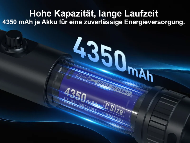 XTAR C, LR14 L14 Mono CLR 7200 USB-C 1,5 V Akku – 4350 mAh (LR14, L14, Baby) inkl. Y-Kabel (2 St.)