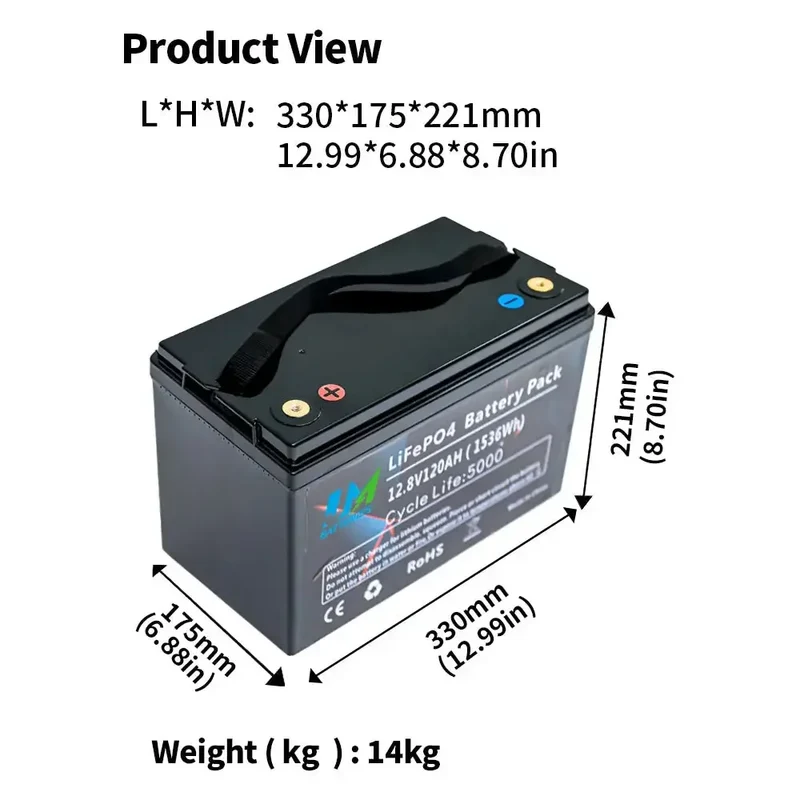 12.8V 120AH Electric Bike Rechargeable Lithium Batteries