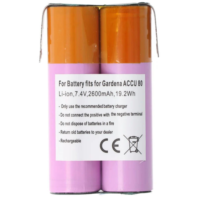 AccuCell Akku passend für Gardena ACCU 80, Li-ion, 7,4V, 2600mAh, 19,2Wh