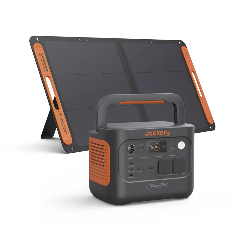 Jackery Explorer 1000 v2 Powerstation mit SolarSaga 100W Solarpanel, 1070 Wh, 1500 W