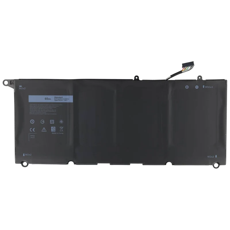 AccuCell Akku passend für Dell XPS 13 9360 Akku PW23Y, RNP72, TP1GT, 7.4V, 7900mAh, 60Wh, schwarz