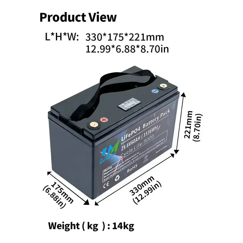 24V 60AH Golf Cart Lithium Power Battery Solar System Battery